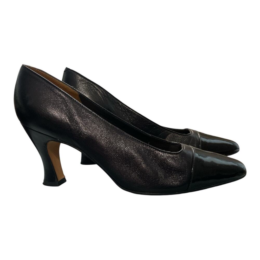 Evan-Picone Pump Heels Womens US 7M Black Patent Leather Pointed Toe Slip On Y2K